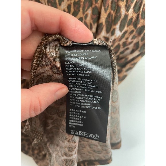 Urban Outfitter Medium Mercer Plunge Mini Dress Leopard Print Brown Deep V-Neck - Picture 11 of 14